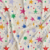 Multicolour Star Christmas Nursery Digital Printed Fabric Material For Kid's